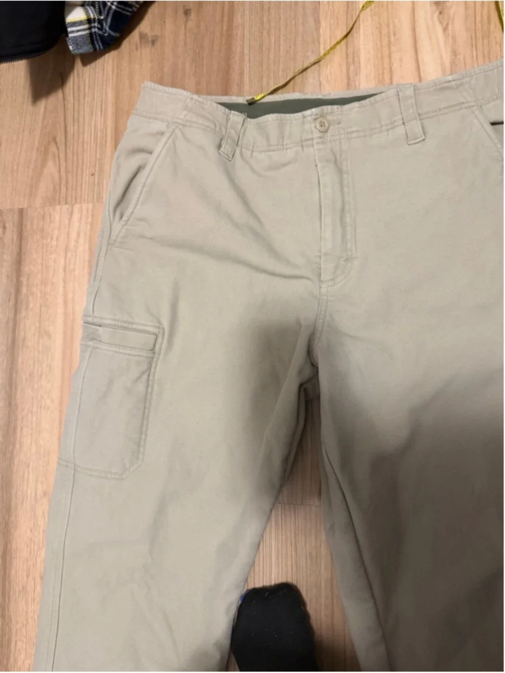 beige L.L.Bean pants feature a durable cotton corduroy exterior and a soft, line